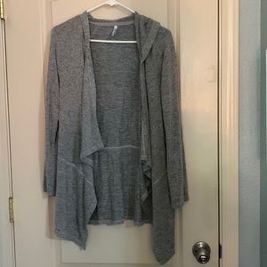 Z Supply grey waterfall cardigan with hoodie, size M